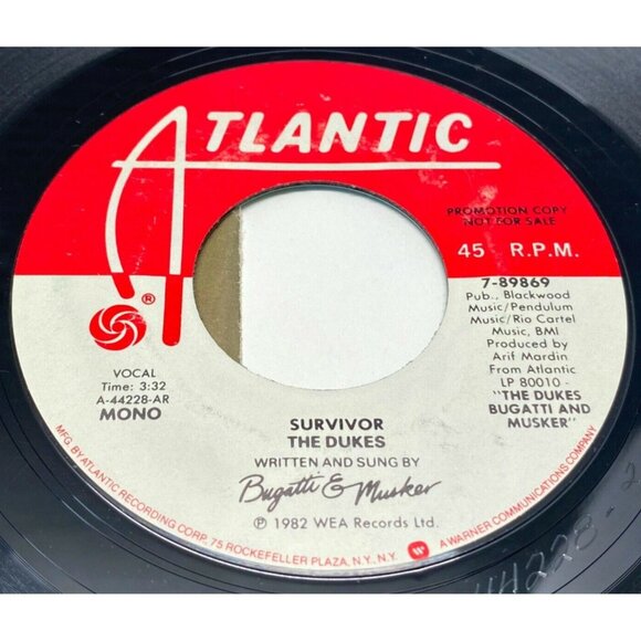 The Dukes Survivor 45 Vinyl 80s Rock Pop Atlantic Promo 7-86869 VG+ - Picture 2 of 6